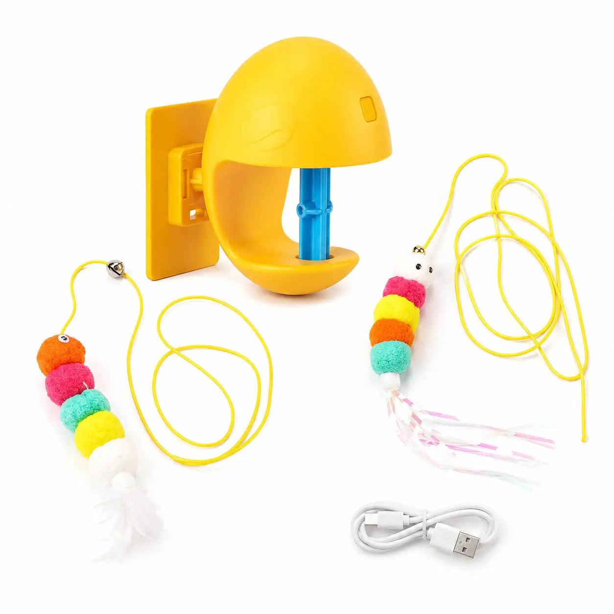 Wall-Mounted Automatic Interactive Cat Toy for Indoor Use, Rechargeable Electric Teaser with Auto Rebound for Hands-Free Play