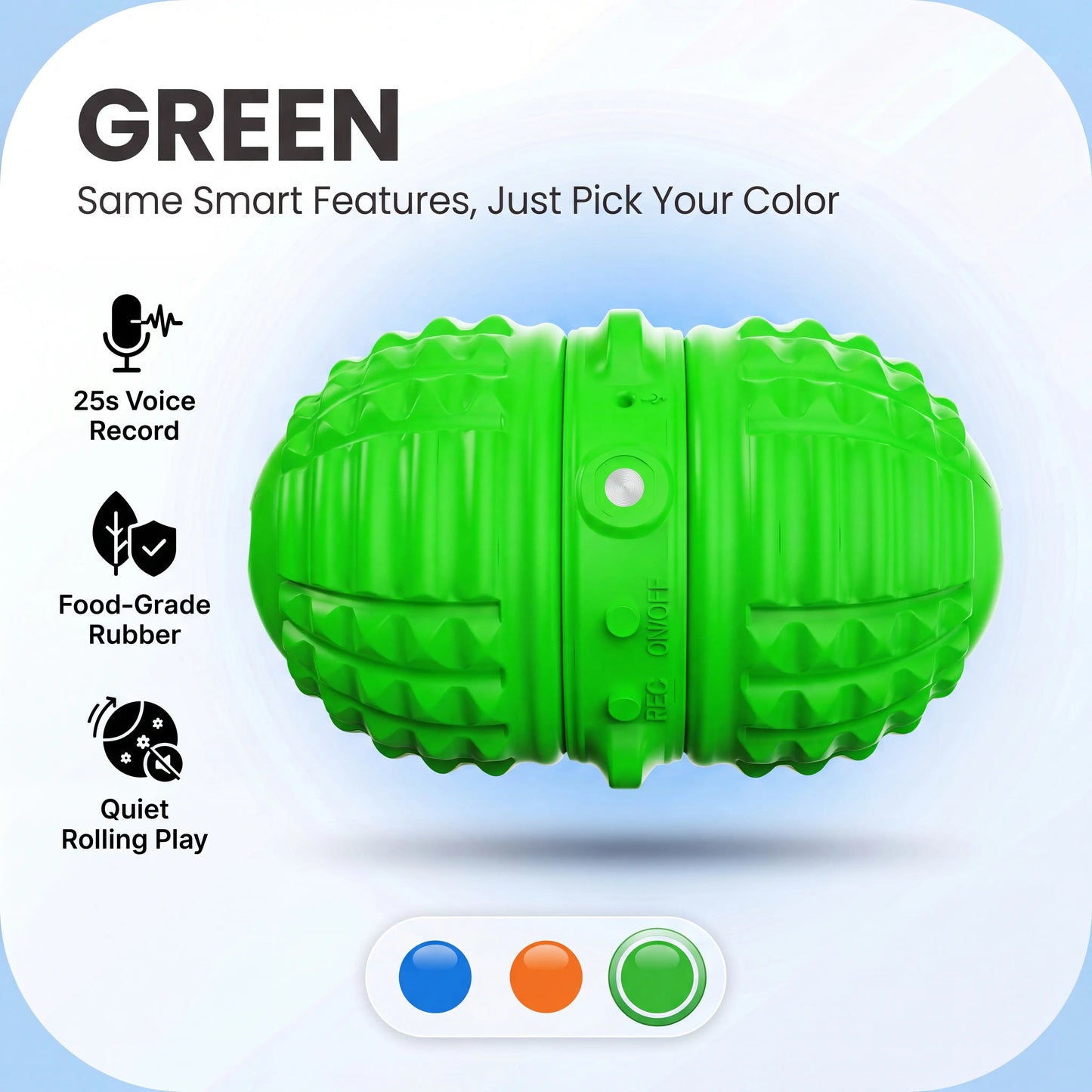 Smartwell Interactive Motion-Activated Dog Toy Ball with Voice Recording and Quiet Mode for Small to Medium Dogs - Indoor Use