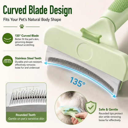 Professional Pet Deshedding Tool for Dogs and Cats - Gentle Undercoat Rake and Dematting Comb for Long-Haired Pets, Effective Shedding Reduction Grooming Brush