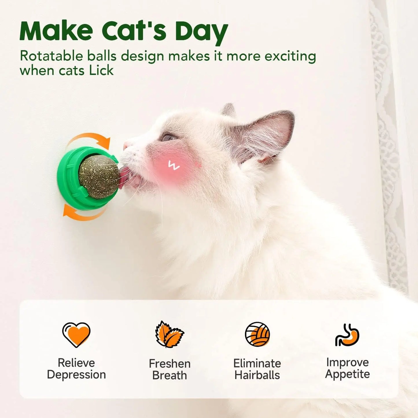 Catnip Balls for Cats - 4 Pack, Edible Silvervine Toys for Kittens, Dental Chew Toys for Healthy Teeth, Cat Wall Treats