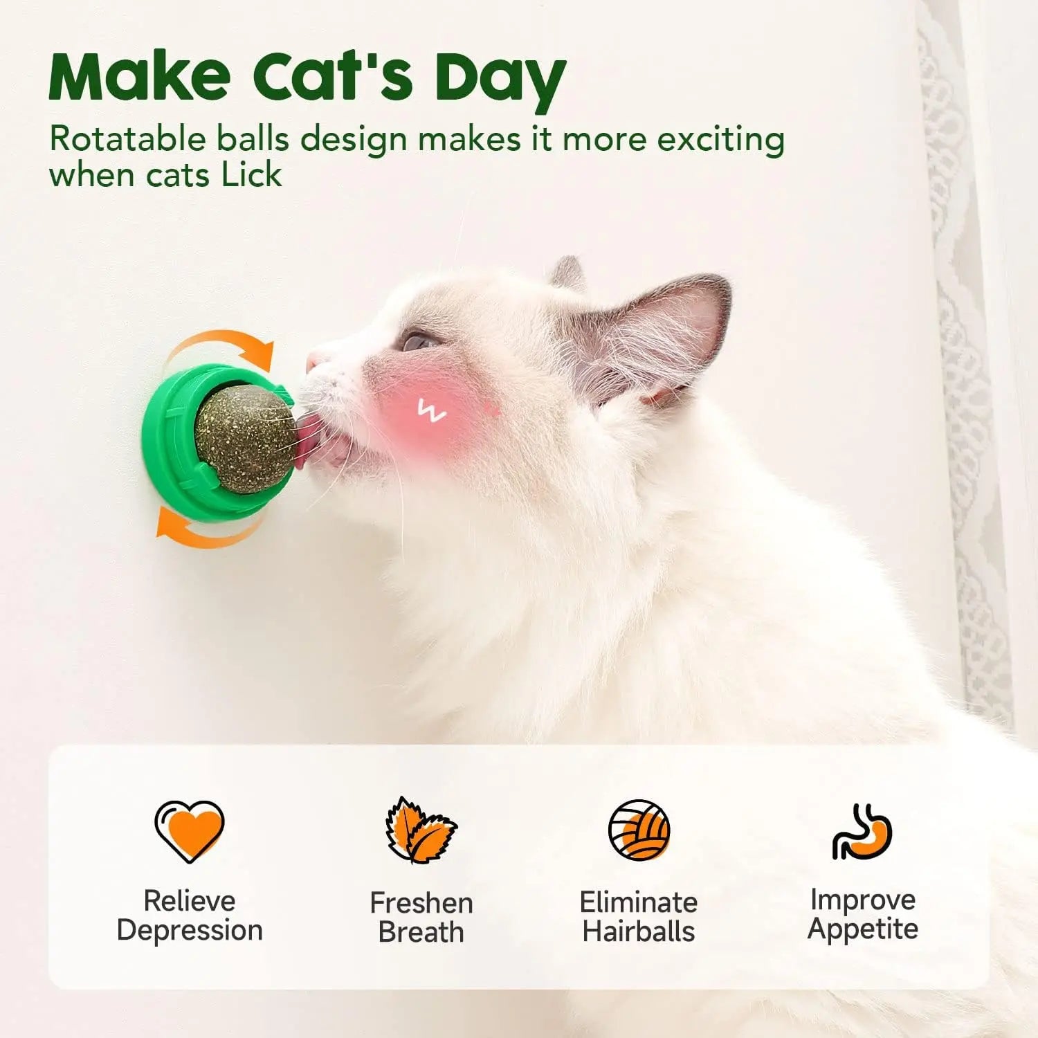 Catnip Balls for Cats - 4 Pack, Edible Silvervine Toys for Kittens, Dental Chew Toys for Healthy Teeth, Cat Wall Treats