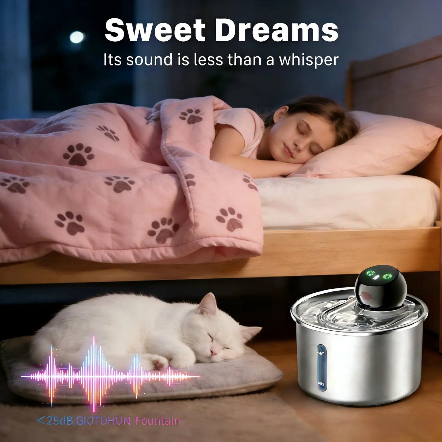 Cfume 2026 Advanced Smart Infrared Sensor Automated Cat Water Fountain - 304 Stainless Steel, 3L Capacity, 5000mAh Battery-Free Operation, 4-Layer Filtration System, Ultra Quiet Design, Dry-Burn Prevention, Water Level Indicator