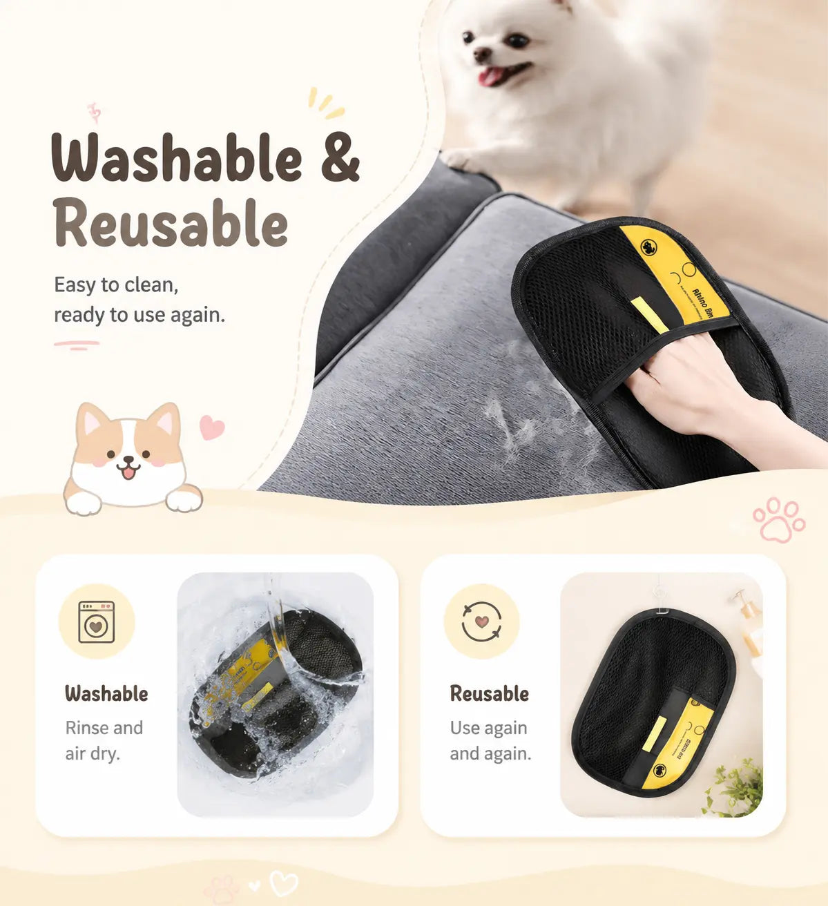 Enhanced Pet Hair Removal Gloves for Efficient Home Cleaning and Hair Management