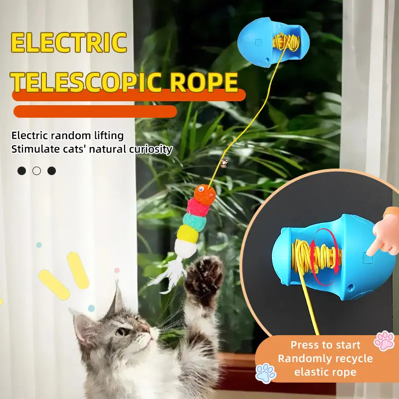 Wall-Mounted Automatic Interactive Cat Toy for Indoor Use, Rechargeable Electric Teaser with Auto Rebound for Hands-Free Play