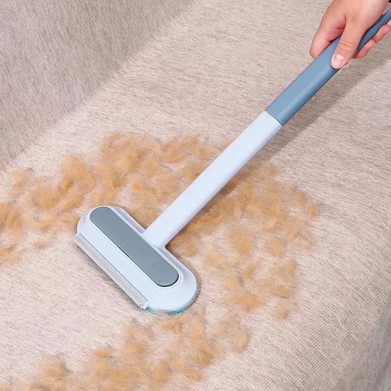 4-in-1 Multi-Functional Pet Hair Removal Tool with Extra Long Handle - Reusable and Washable Lint Cleaner for Furniture, Carpets, Clothing, Bedding, Cars, and Windows
