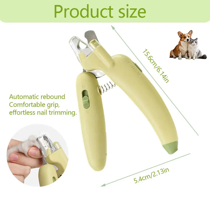 Professional Pet Nail Trimmer with LED Light and UV Lamp, Safe and Efficient Grooming, Sharp Blades, Integrated Nail File, Nail Collector, Ergonomic Non-Slip Handle for All Pet Sizes
