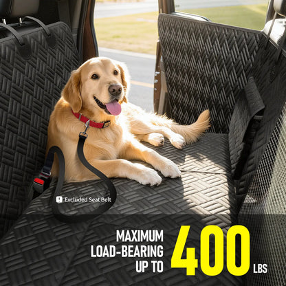 Premium Waterproof Dog Car Seat Cover with Reinforced Base, Supports Up to 400 lbs | Innovative Hammock Style Back Seat Extender for Cars, SUVs, and Full-Size Trucks (Available in Small & Large Sizes)