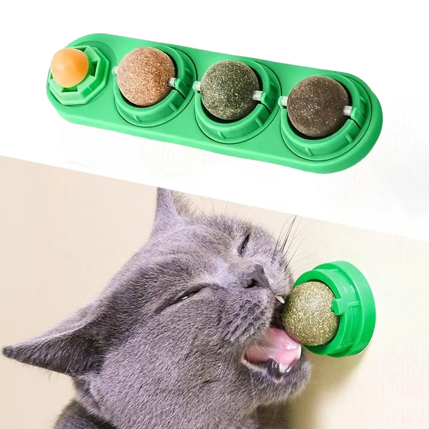 Catnip Balls for Cats - 4 Pack, Edible Silvervine Toys for Kittens, Dental Chew Toys for Healthy Teeth, Cat Wall Treats