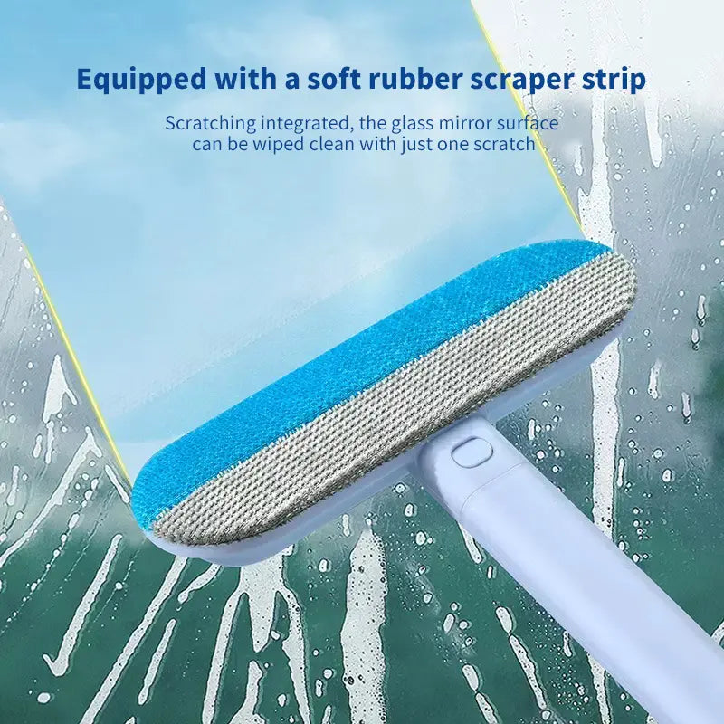 4-in-1 Multi-Functional Pet Hair Removal Tool with Extra Long Handle - Reusable and Washable Lint Cleaner for Furniture, Carpets, Clothing, Bedding, Cars, and Windows