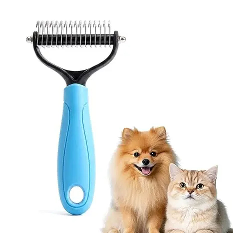 Professional Pet Detangling Comb: Dual-Sided Grooming Brush for Dogs and Cats with One-Click Undercoat Rake for Shedding and Mat Removal