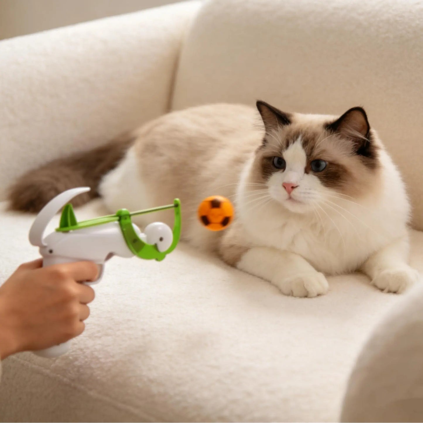 FIFA Official Licensed Interactive Cat Ball Launcher – Engaging Toy for Continuous Fetch Play and Hunting Instinct Stimulation