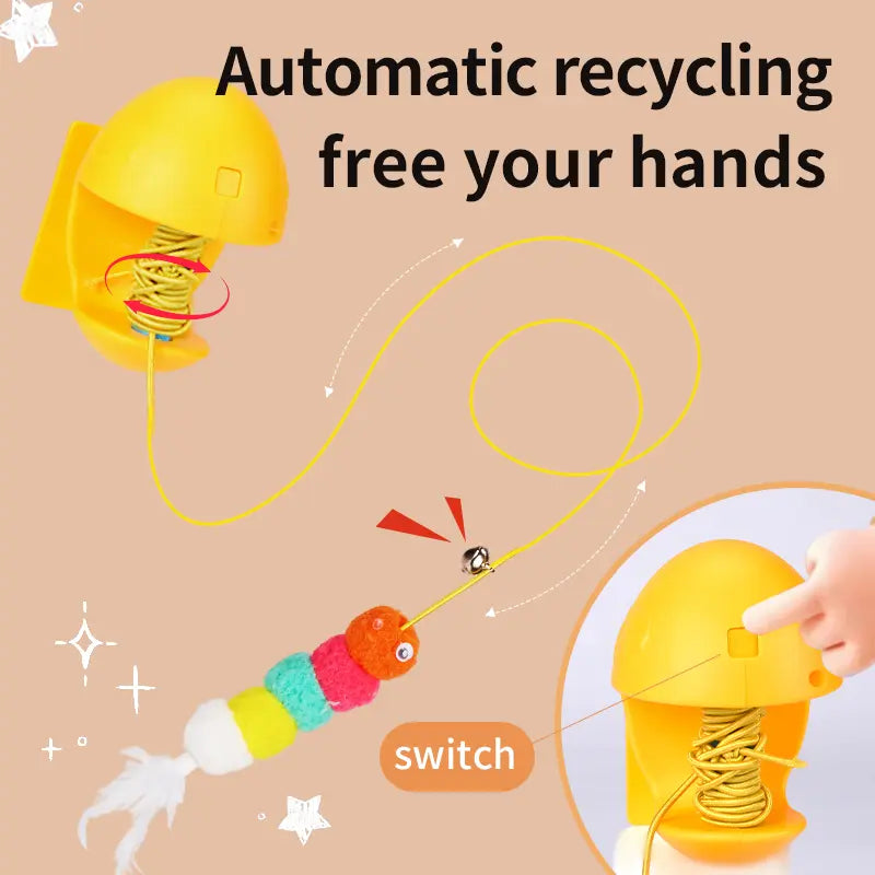 Wall-Mounted Automatic Interactive Cat Toy for Indoor Use, Rechargeable Electric Teaser with Auto Rebound for Hands-Free Play