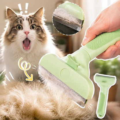Professional Pet Deshedding Tool for Dogs and Cats - Gentle Undercoat Rake and Dematting Comb for Long-Haired Pets, Effective Shedding Reduction Grooming Brush