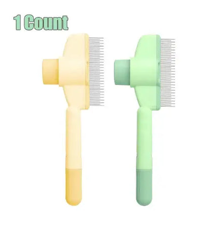 2-Pack Self-Cleaning Pet Hair Removal Comb for Dogs and Cats – Stainless Steel Teeth for Effective Shedding, Mat, and Tangle Removal on All Hair Lengths