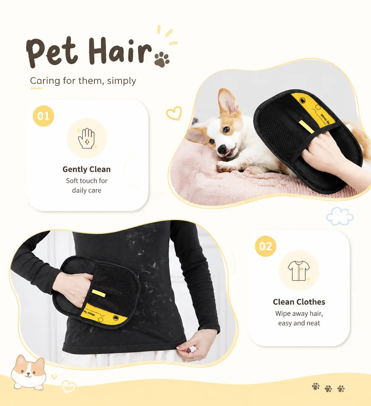 Enhanced Pet Hair Removal Gloves for Efficient Home Cleaning and Hair Management