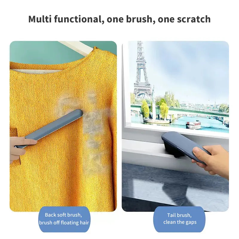 4-in-1 Multi-Functional Pet Hair Removal Tool with Extra Long Handle - Reusable and Washable Lint Cleaner for Furniture, Carpets, Clothing, Bedding, Cars, and Windows