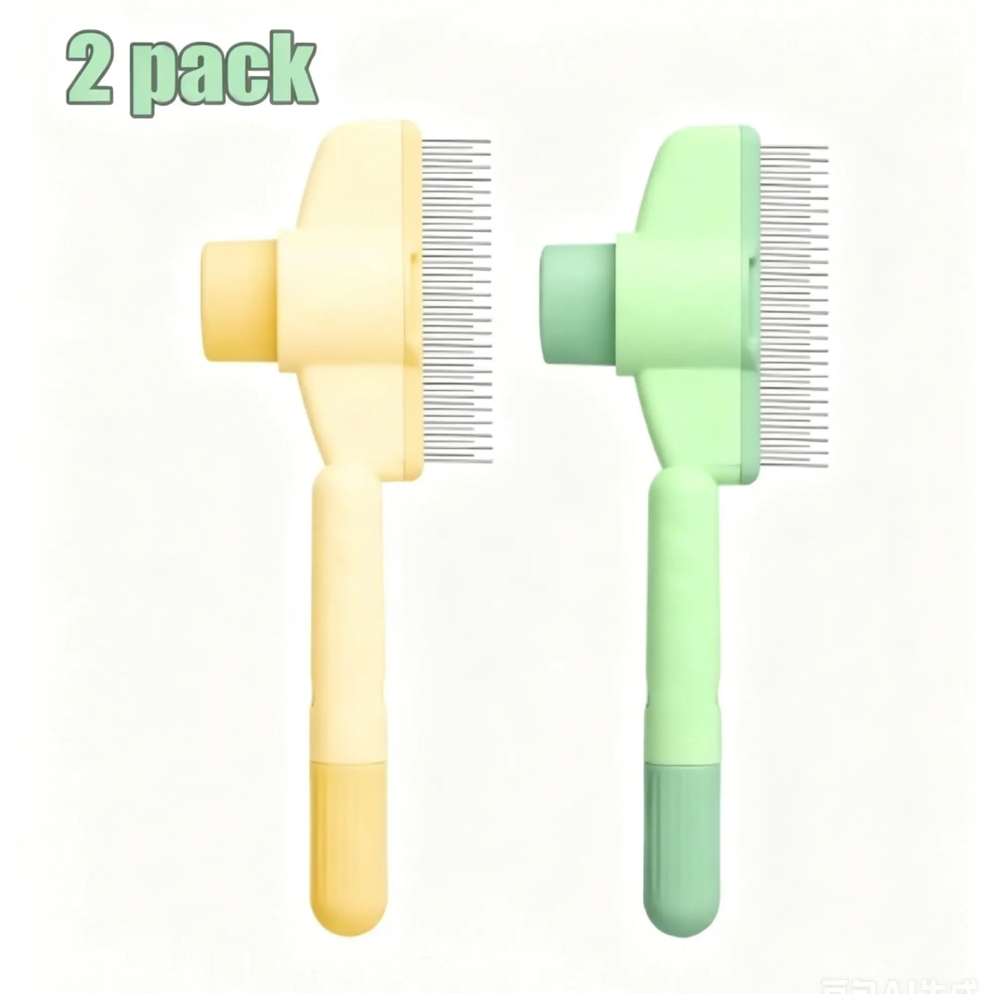 2-Pack Self-Cleaning Pet Hair Removal Comb for Dogs and Cats – Stainless Steel Teeth for Effective Shedding, Mat, and Tangle Removal on All Hair Lengths
