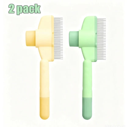2-Pack Self-Cleaning Pet Hair Removal Comb for Dogs and Cats – Stainless Steel Teeth for Effective Shedding, Mat, and Tangle Removal on All Hair Lengths