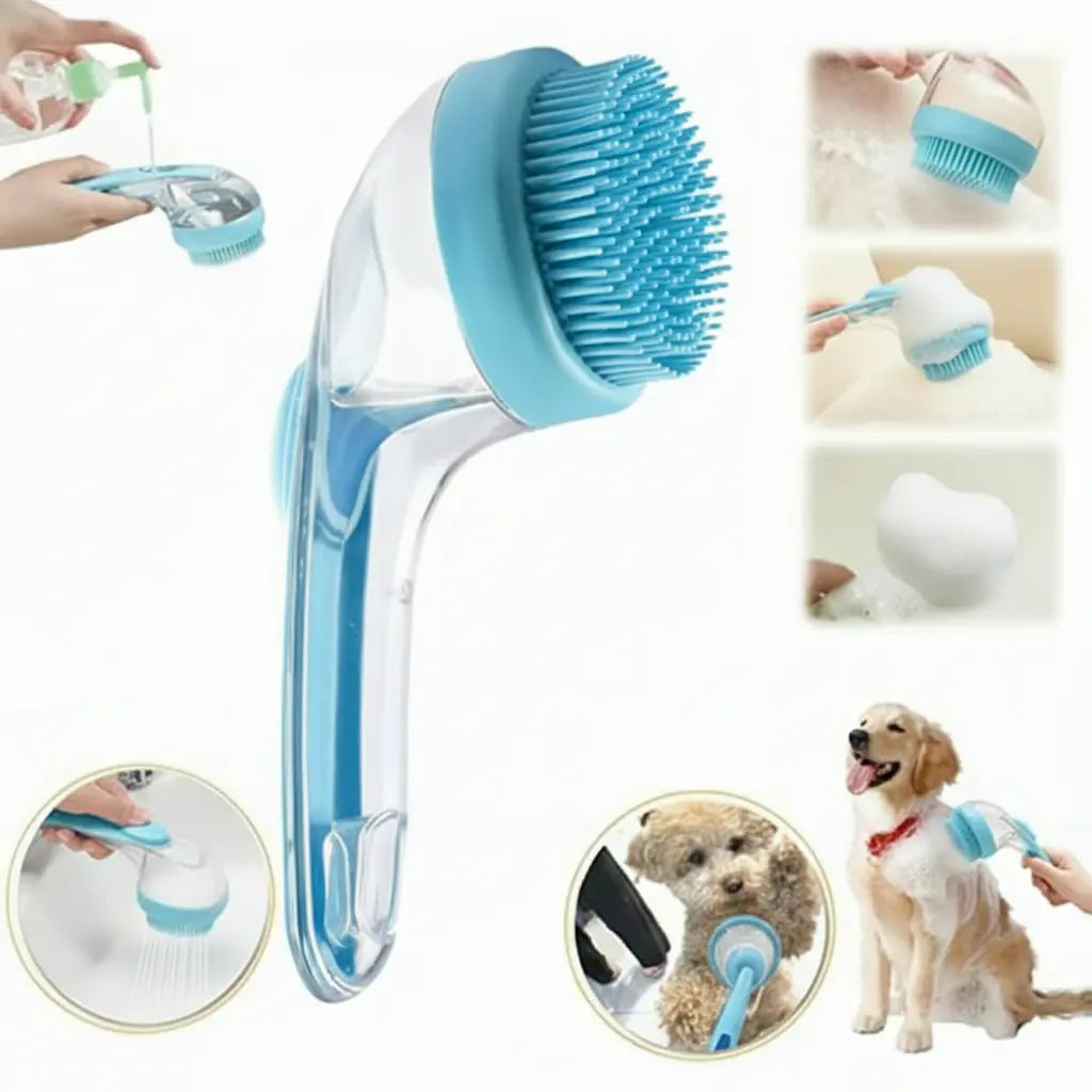 2026 2-in-1 Pet Bath and Grooming Deshedding Brush with Integrated Soap Dispenser, 8"x3"x4", Gentle Massage Tool for Dogs and Cats, Enhances Hair Care and Bathing Experience, Promotes Blood Circulation