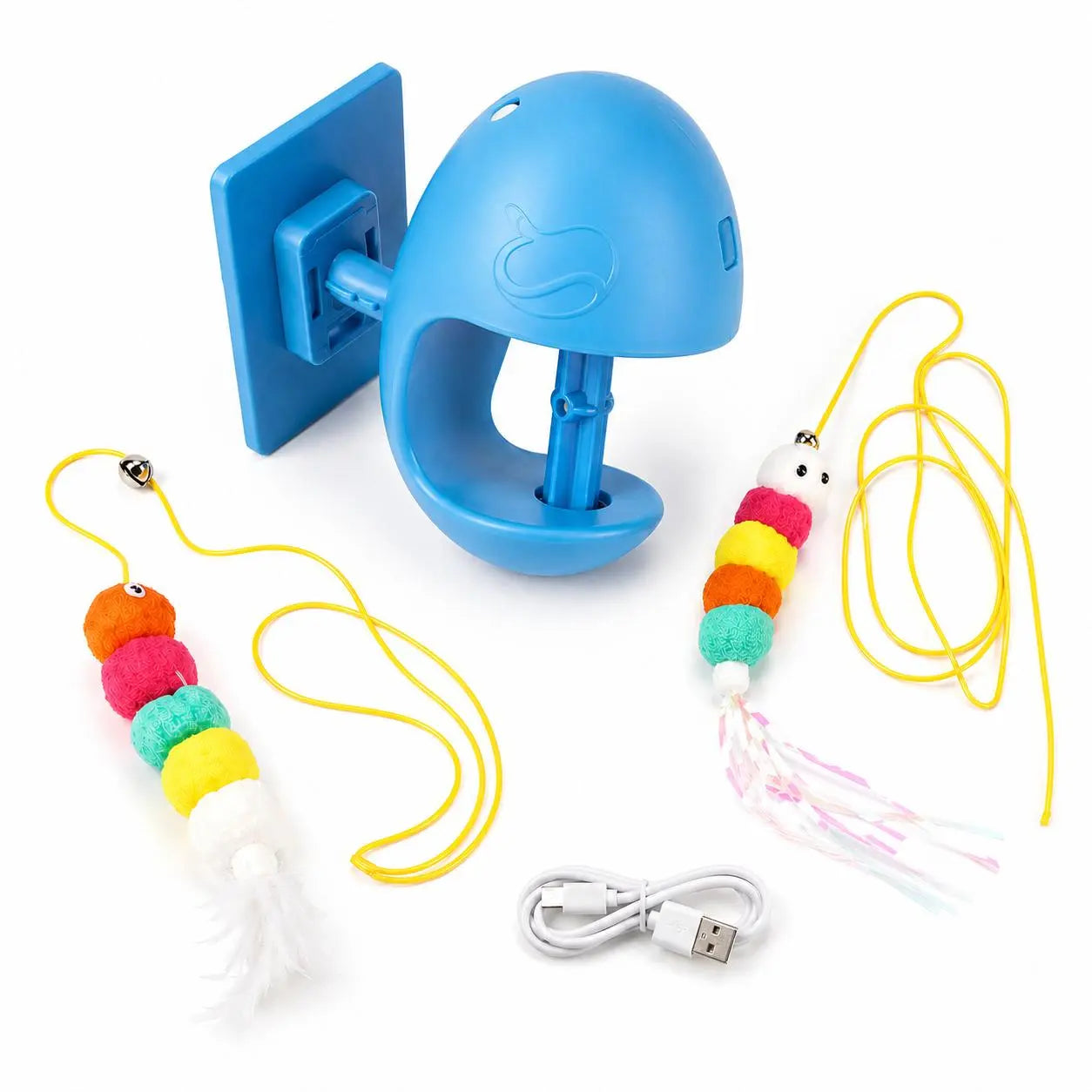 Wall-Mounted Automatic Interactive Cat Toy for Indoor Use, Rechargeable Electric Teaser with Auto Rebound for Hands-Free Play