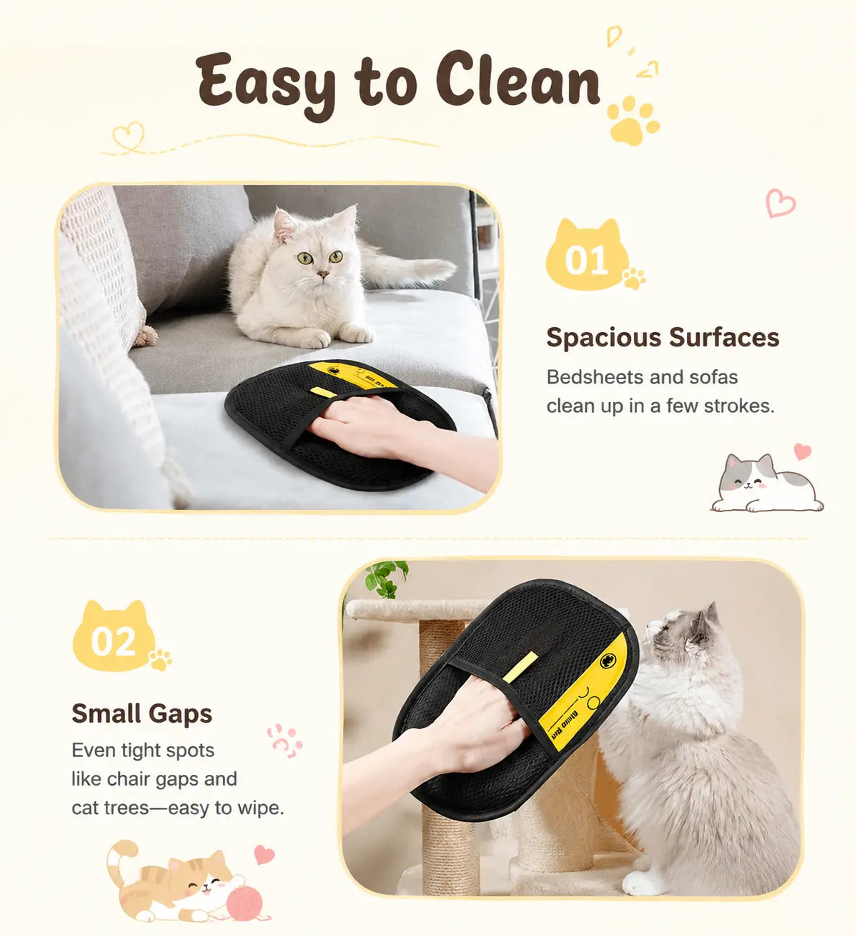 Enhanced Pet Hair Removal Gloves for Efficient Home Cleaning and Hair Management