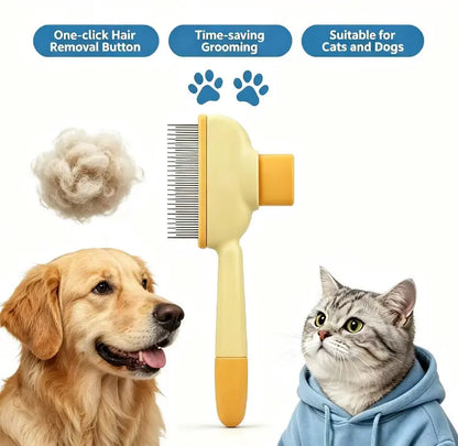 2-Pack Self-Cleaning Pet Hair Removal Comb for Dogs and Cats – Stainless Steel Teeth for Effective Shedding, Mat, and Tangle Removal on All Hair Lengths