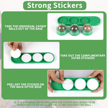 Catnip Balls for Cats - 4 Pack, Edible Silvervine Toys for Kittens, Dental Chew Toys for Healthy Teeth, Cat Wall Treats
