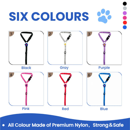Adjustable Dog Car Safety Seat Belt with Cute Leash - Set of 2