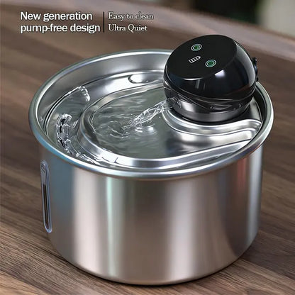 Cfume 2026 Advanced Smart Infrared Sensor Automated Cat Water Fountain - 304 Stainless Steel, 3L Capacity, 5000mAh Battery-Free Operation, 4-Layer Filtration System, Ultra Quiet Design, Dry-Burn Prevention, Water Level Indicator