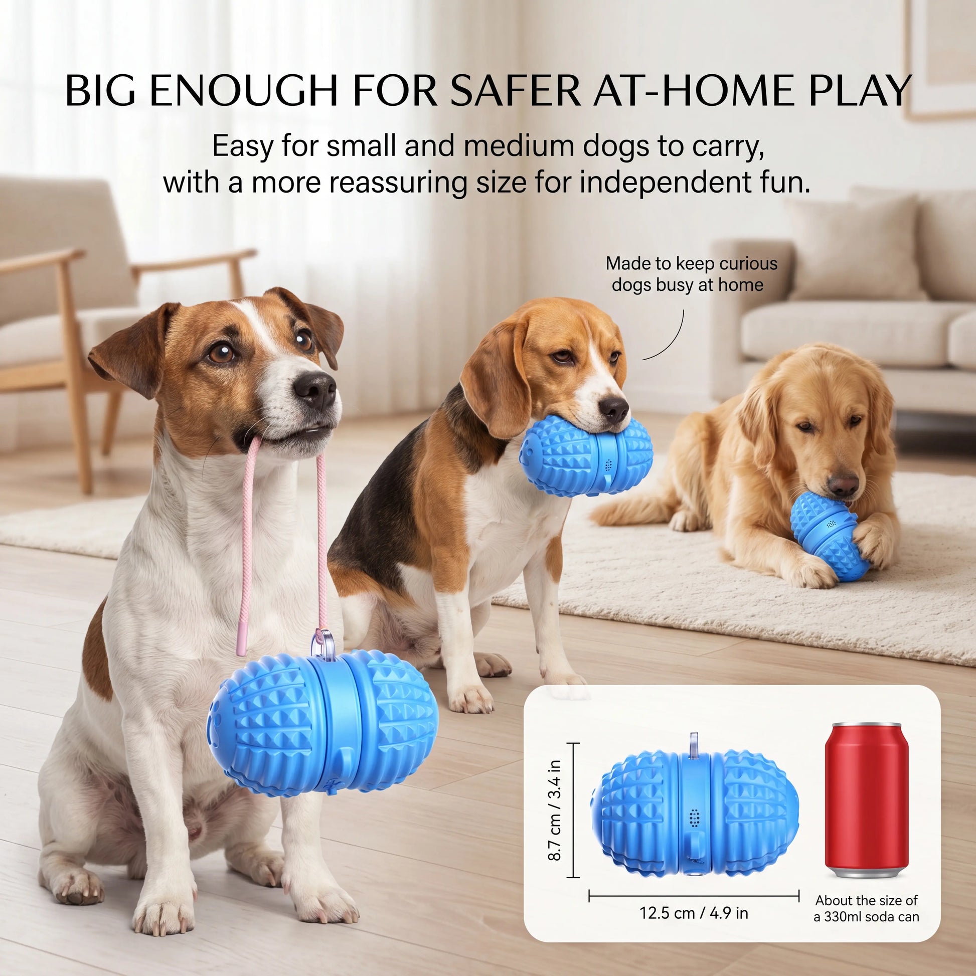 Smartwell Interactive Motion-Activated Dog Toy Ball with Voice Recording and Quiet Mode for Small to Medium Dogs - Indoor Use