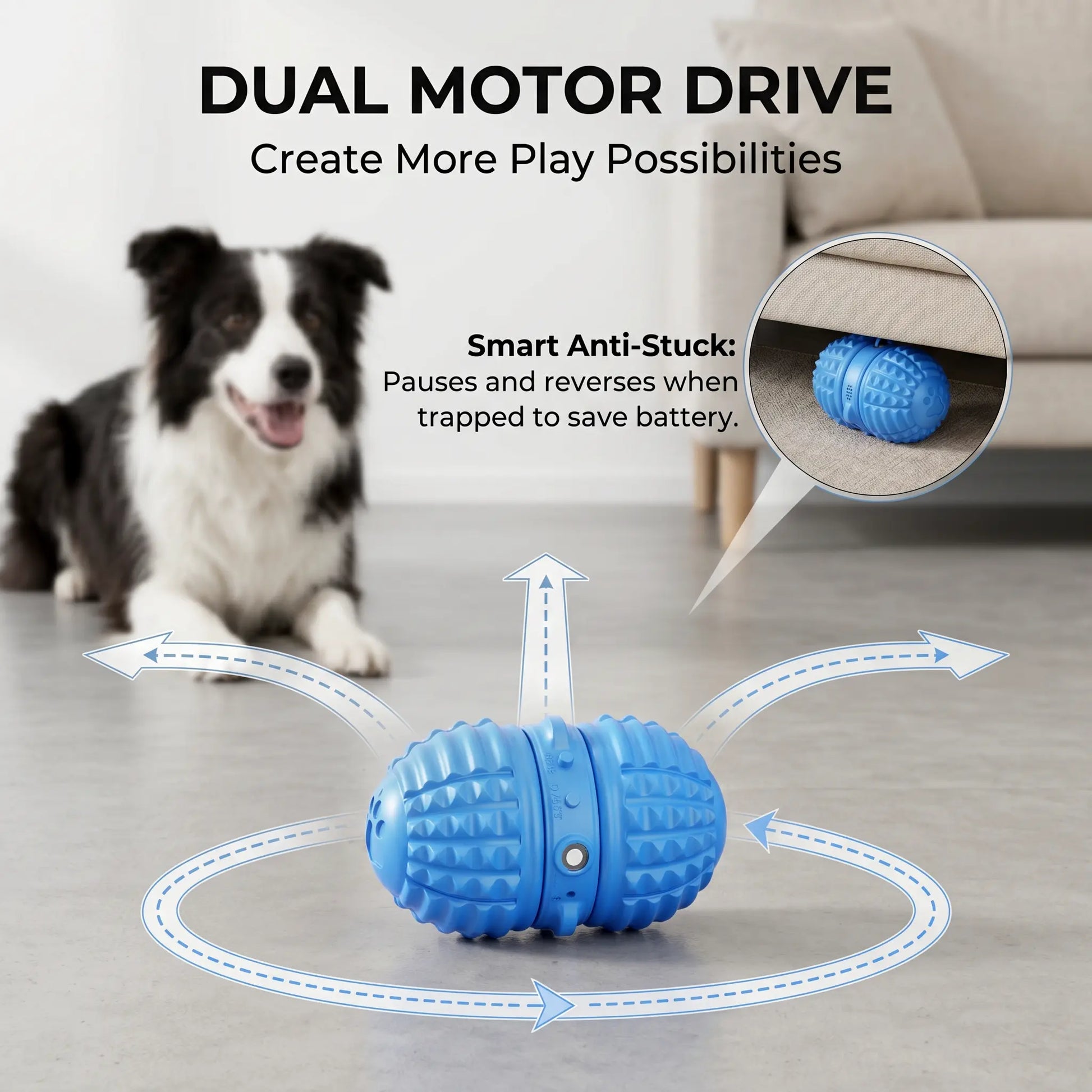 Smartwell Interactive Motion-Activated Dog Toy Ball with Voice Recording and Quiet Mode for Small to Medium Dogs - Indoor Use