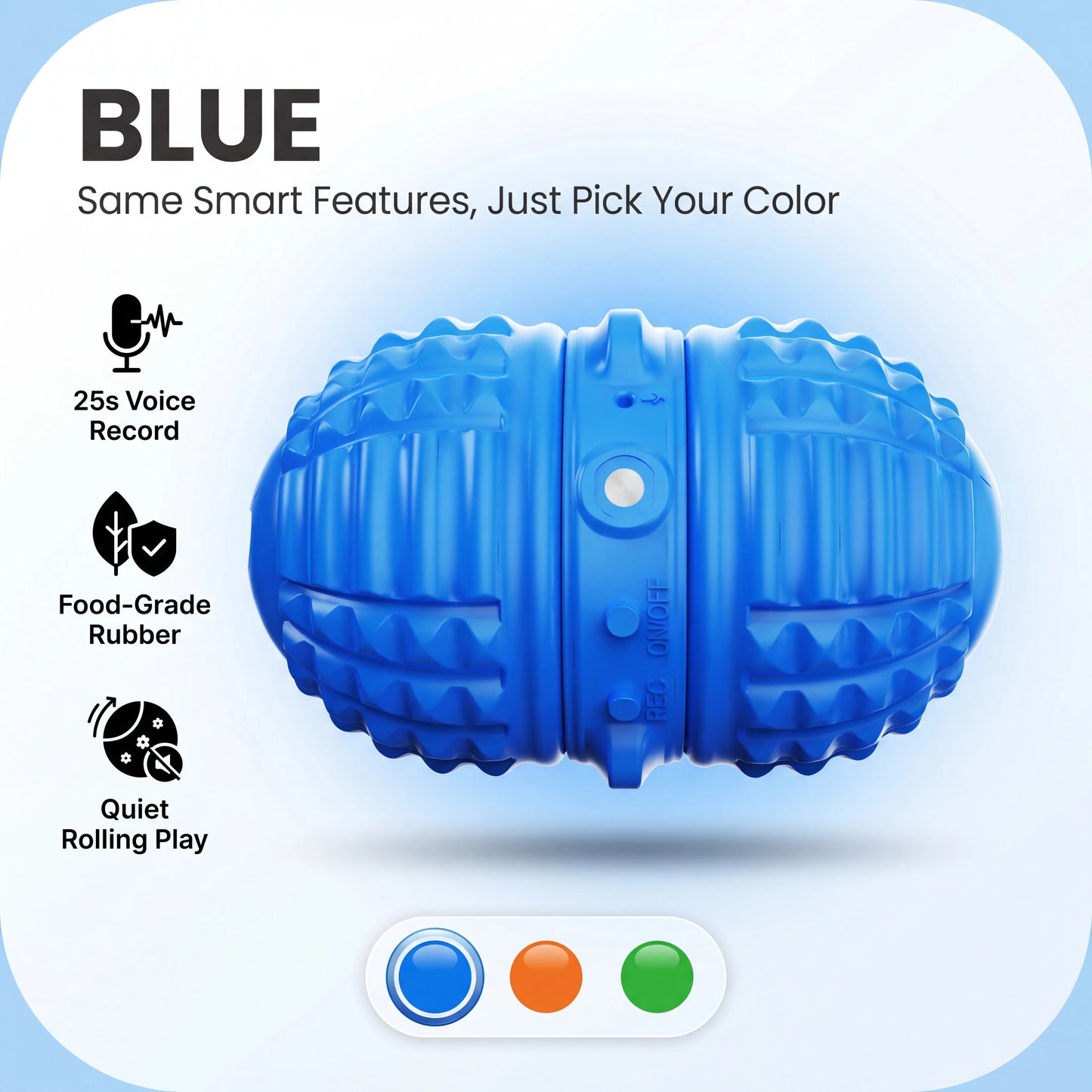 Smartwell Interactive Motion-Activated Dog Toy Ball with Voice Recording and Quiet Mode for Small to Medium Dogs - Indoor Use