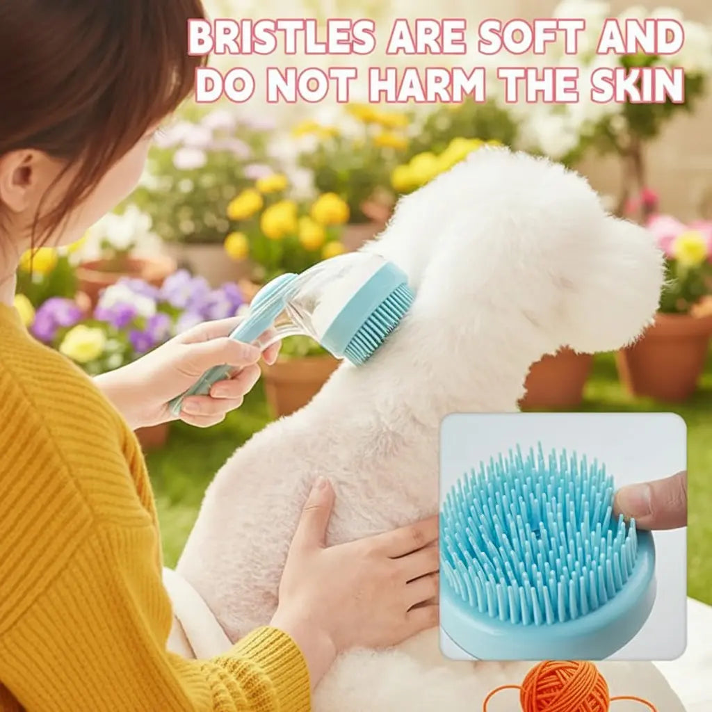 2026 2-in-1 Pet Bath and Grooming Deshedding Brush with Integrated Soap Dispenser, 8"x3"x4", Gentle Massage Tool for Dogs and Cats, Enhances Hair Care and Bathing Experience, Promotes Blood Circulation