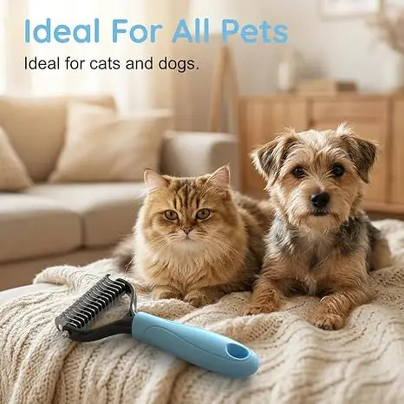 Professional Pet Detangling Comb: Dual-Sided Grooming Brush for Dogs and Cats with One-Click Undercoat Rake for Shedding and Mat Removal