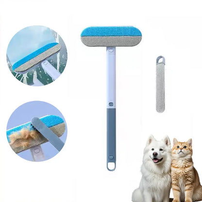4-in-1 Multi-Functional Pet Hair Removal Tool with Extra Long Handle - Reusable and Washable Lint Cleaner for Furniture, Carpets, Clothing, Bedding, Cars, and Windows