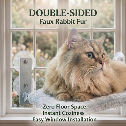 Metal Frame Cat Hammock for Windows - Foldable, Cordless, Machine Washable Bed with Strong Suction Cups - Indoor Cat Perch