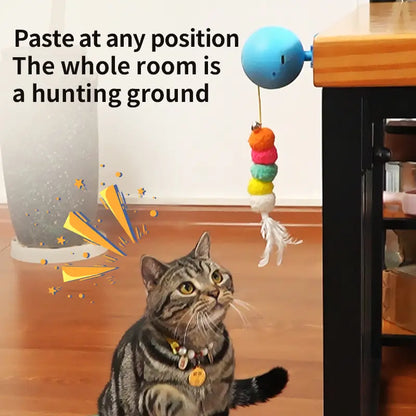 Wall-Mounted Automatic Interactive Cat Toy for Indoor Use, Rechargeable Electric Teaser with Auto Rebound for Hands-Free Play