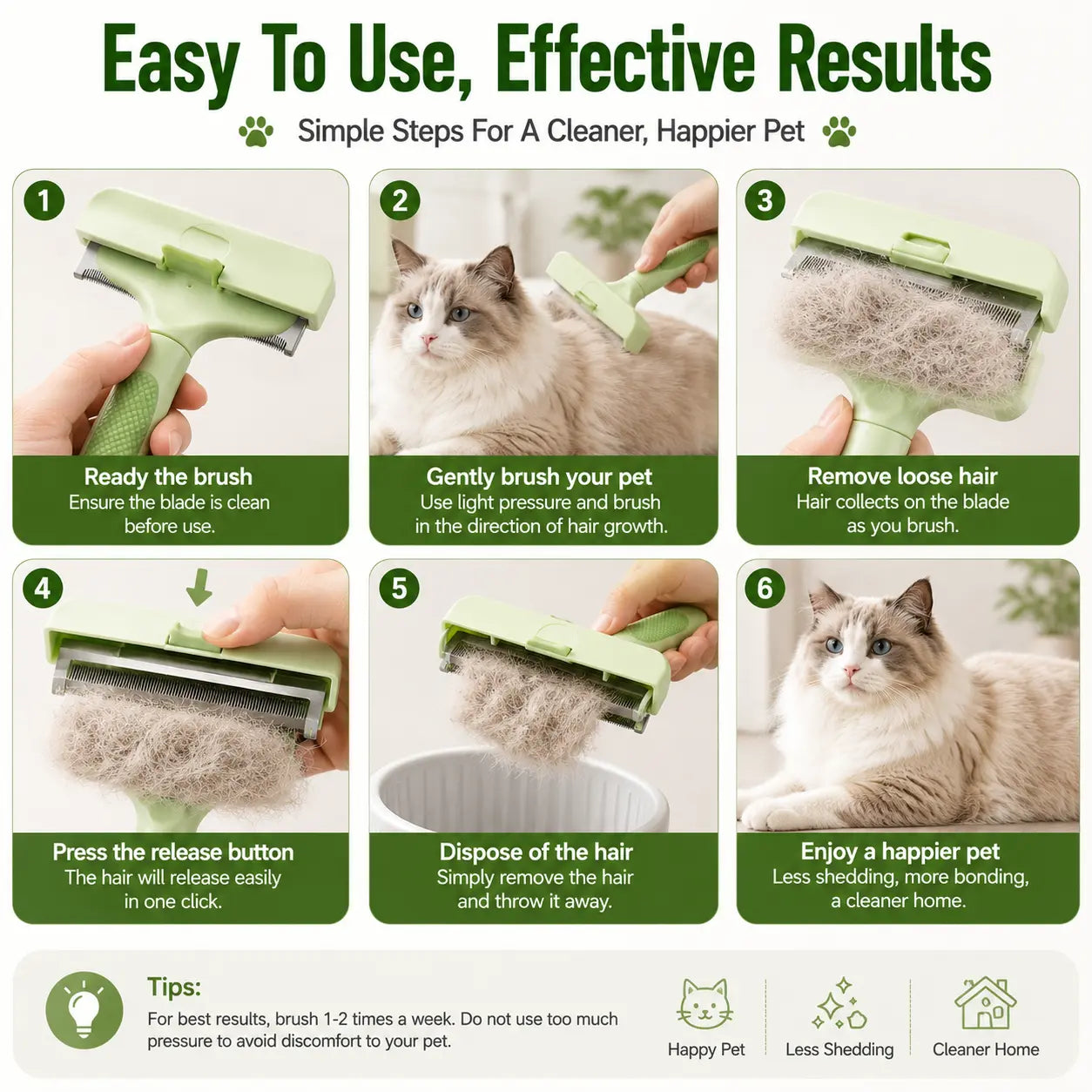 Professional Pet Deshedding Tool for Dogs and Cats - Gentle Undercoat Rake and Dematting Comb for Long-Haired Pets, Effective Shedding Reduction Grooming Brush