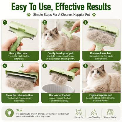 Professional Pet Deshedding Tool for Dogs and Cats - Gentle Undercoat Rake and Dematting Comb for Long-Haired Pets, Effective Shedding Reduction Grooming Brush