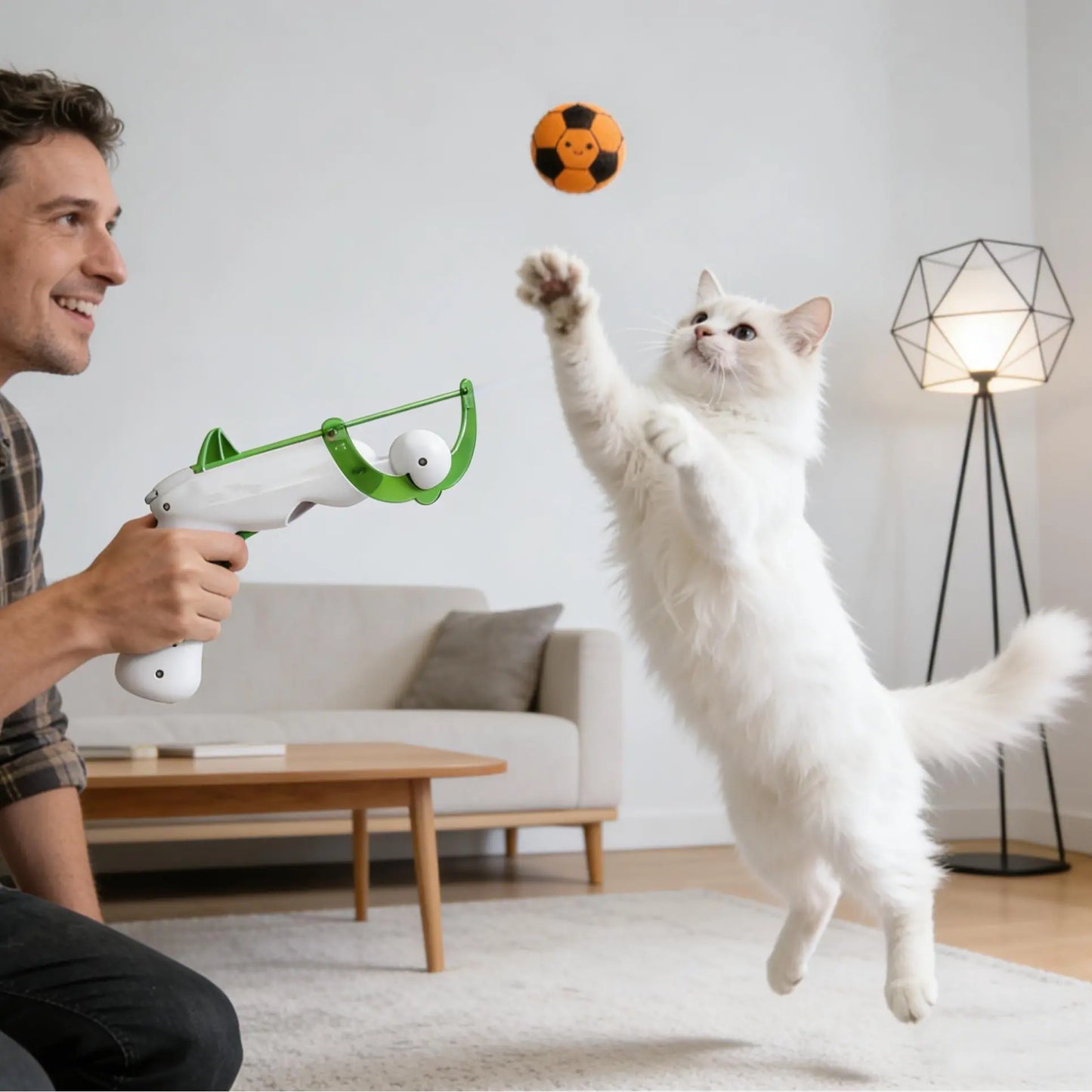 FIFA Official Licensed Interactive Cat Ball Launcher – Engaging Toy for Continuous Fetch Play and Hunting Instinct Stimulation