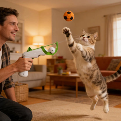 FIFA Official Licensed Interactive Cat Ball Launcher – Engaging Toy for Continuous Fetch Play and Hunting Instinct Stimulation