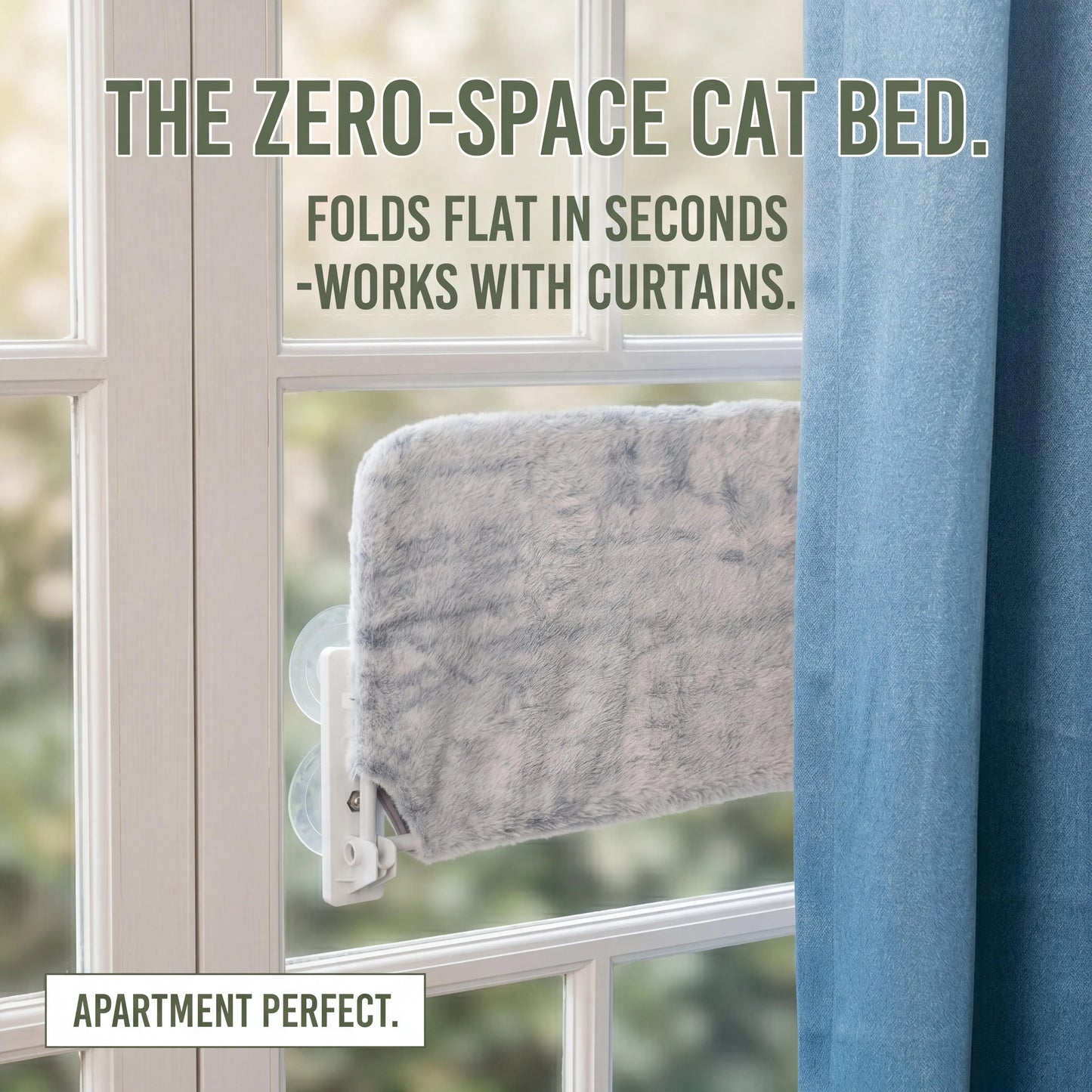 Metal Frame Cat Hammock for Windows - Foldable, Cordless, Machine Washable Bed with Strong Suction Cups - Indoor Cat Perch