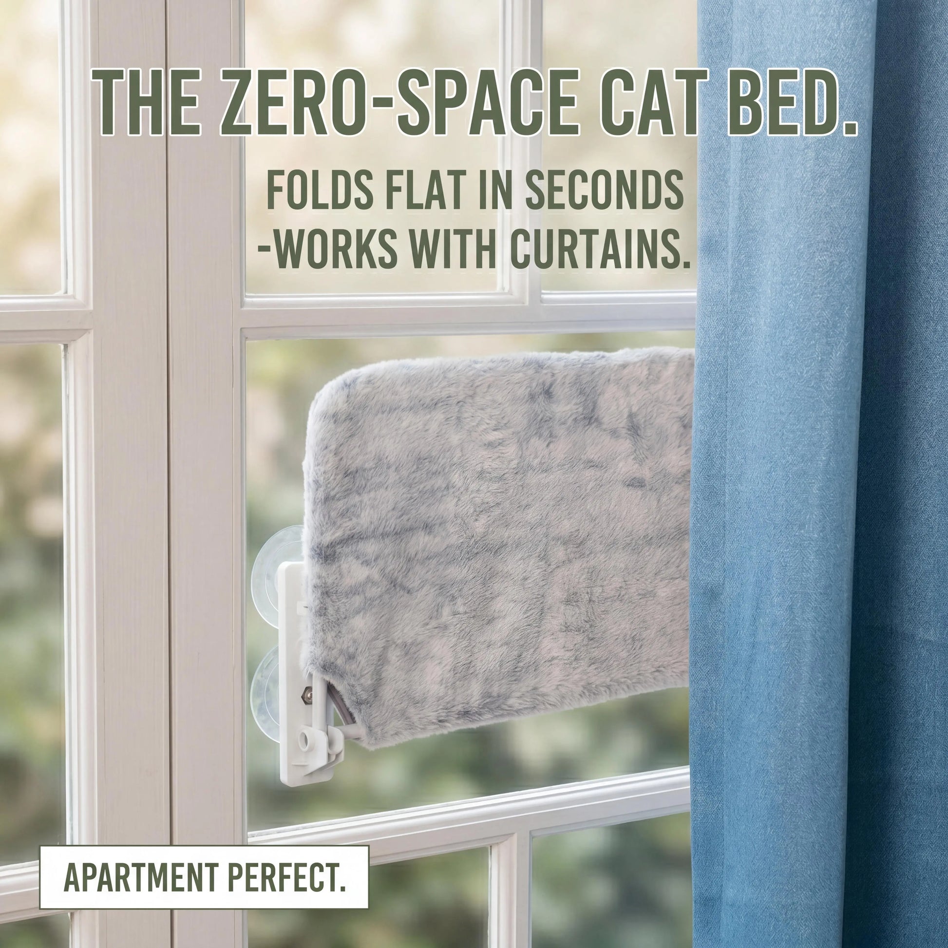 Metal Frame Cat Hammock for Windows - Foldable, Cordless, Machine Washable Bed with Strong Suction Cups - Indoor Cat Perch