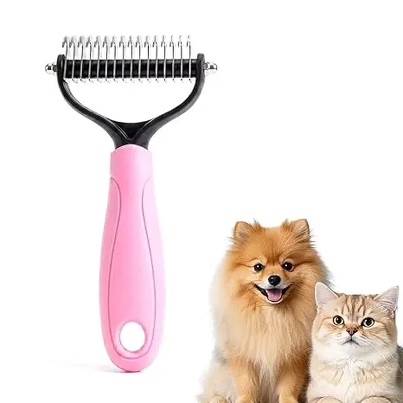 Professional Pet Detangling Comb: Dual-Sided Grooming Brush for Dogs and Cats with One-Click Undercoat Rake for Shedding and Mat Removal