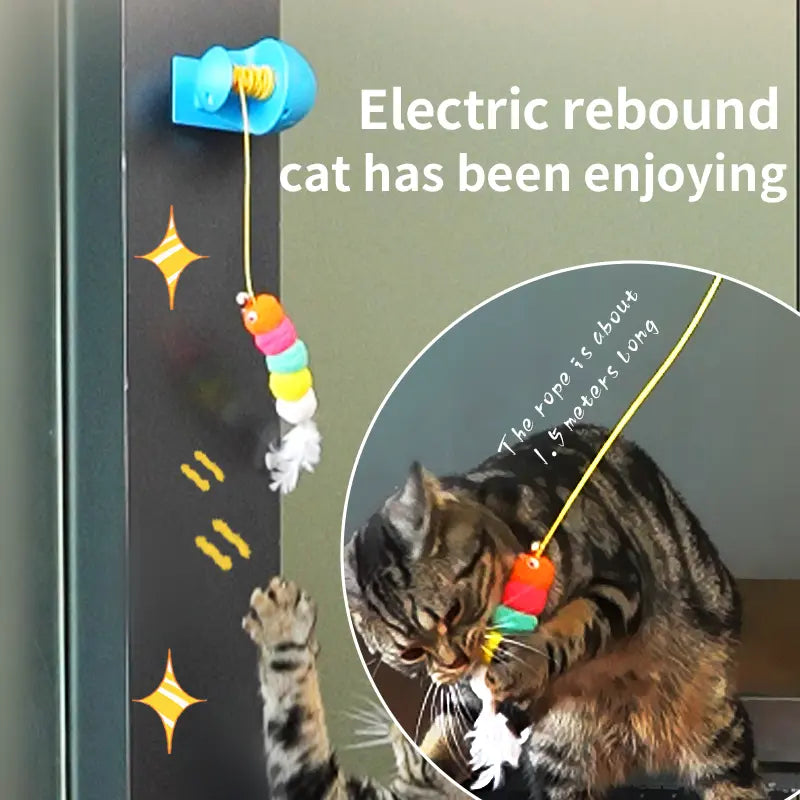 Wall-Mounted Automatic Interactive Cat Toy for Indoor Use, Rechargeable Electric Teaser with Auto Rebound for Hands-Free Play
