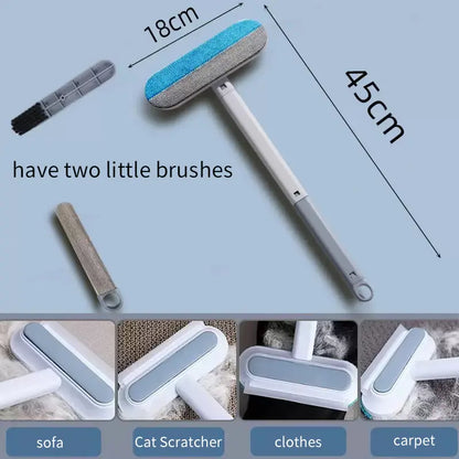 4-in-1 Multi-Functional Pet Hair Removal Tool with Extra Long Handle - Reusable and Washable Lint Cleaner for Furniture, Carpets, Clothing, Bedding, Cars, and Windows