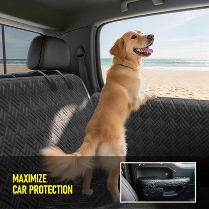 Premium Waterproof Dog Car Seat Cover with Reinforced Base, Supports Up to 400 lbs | Innovative Hammock Style Back Seat Extender for Cars, SUVs, and Full-Size Trucks (Available in Small & Large Sizes)
