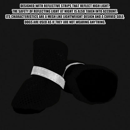 Summer Breathable Dog Shoes for Small Breeds - Reflective Adjustable Non-Slip Paw Protectors - Mesh Dog Boots for Hot Pavement