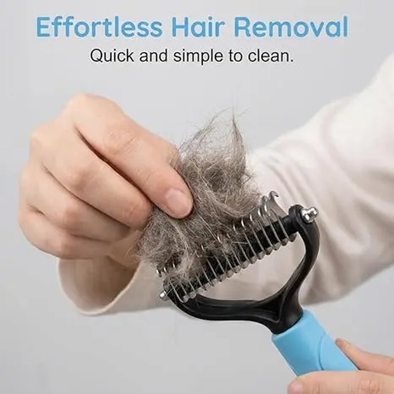 Professional Pet Detangling Comb: Dual-Sided Grooming Brush for Dogs and Cats with One-Click Undercoat Rake for Shedding and Mat Removal