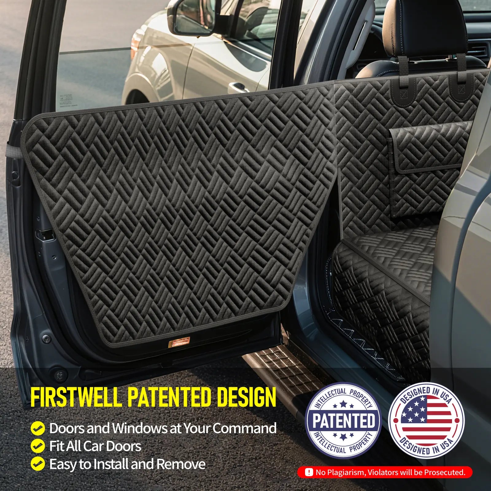 Premium Waterproof Dog Car Seat Cover with Reinforced Base, Supports Up to 400 lbs | Innovative Hammock Style Back Seat Extender for Cars, SUVs, and Full-Size Trucks (Available in Small & Large Sizes)